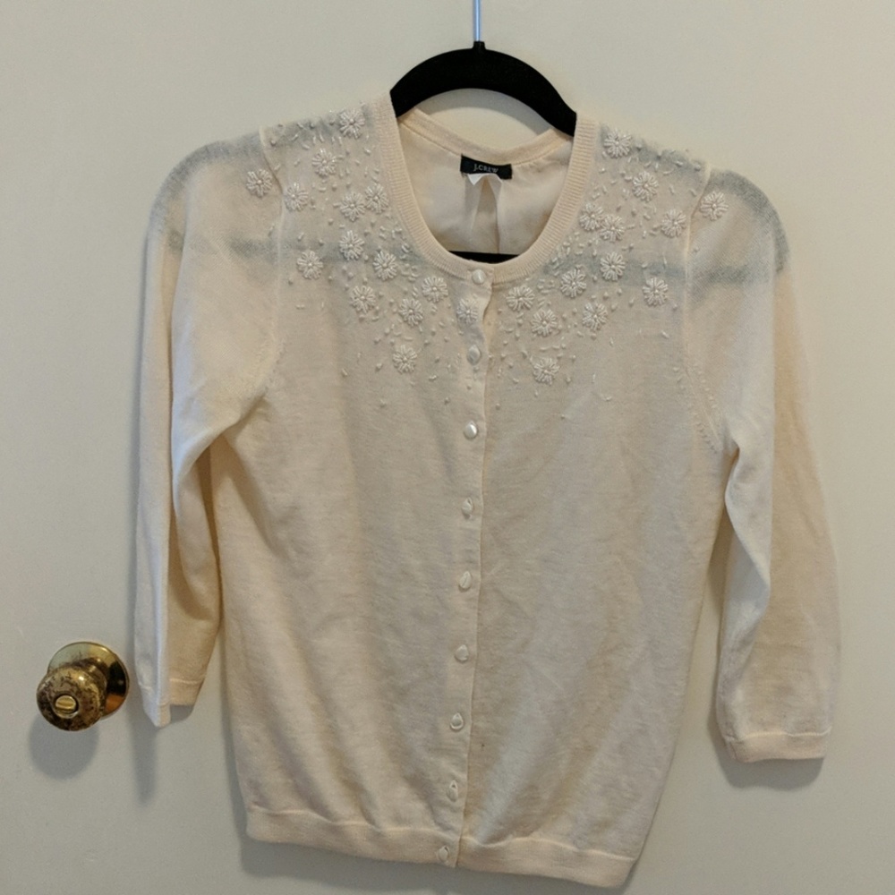 3/4 sleeve Jcrew embroidery cardigan